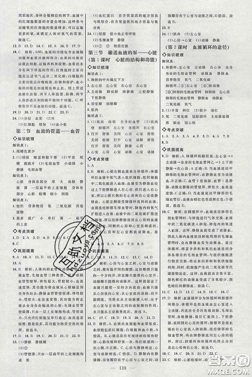 2020春名师助学系列细解巧练七年级生物下册人教版答案 2020春名师助学系列细解巧练七年级生物下册人教版答案