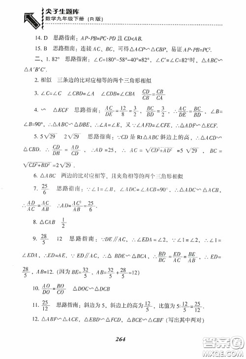 辽宁教育出版社2020尖子生题库九年级数学下册人教版答案