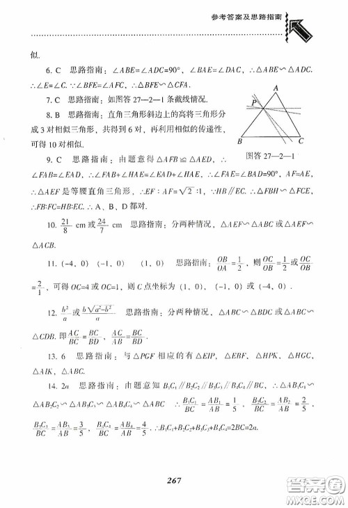 辽宁教育出版社2020尖子生题库九年级数学下册人教版答案