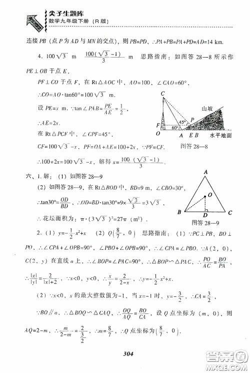 辽宁教育出版社2020尖子生题库九年级数学下册人教版答案