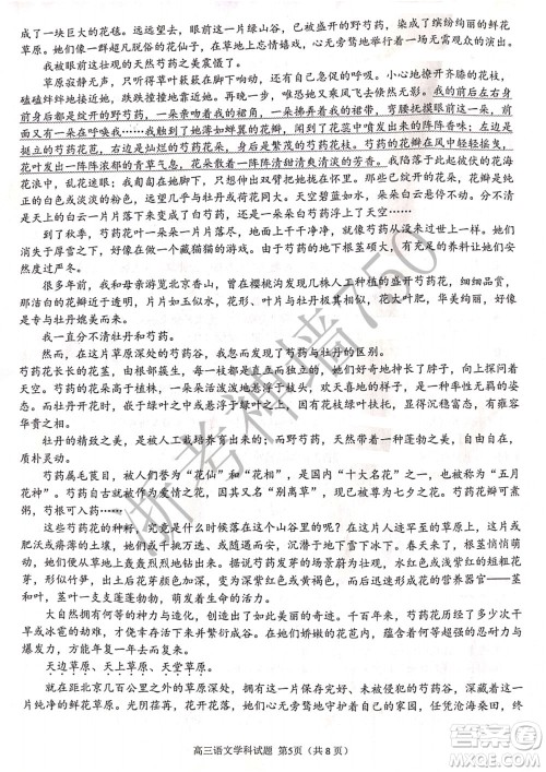 2019学年第二学期浙江七彩阳光新高考研究联盟阶段性评估高三语文试题及答案