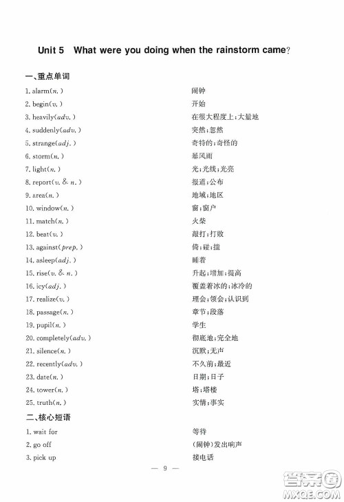 云南科技出版社2020名师金典八年级英语下册人教版随身宝答案