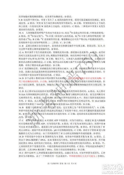 2019学年第二学期浙江七彩阳光新高考研究联盟阶段性评估高三生物试题及答案 2019学年第二学期浙江七彩阳光新高考研究联盟阶段性评估高三生物试题及答案
