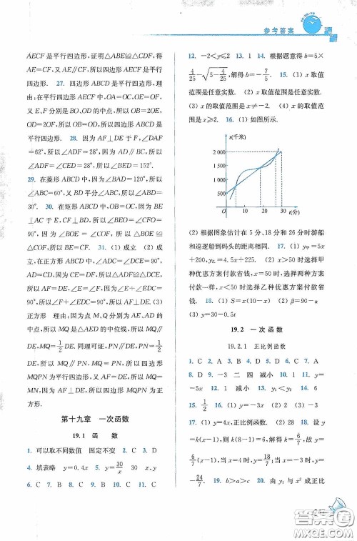 东南大学出版社2020名师点拨课课通教材全解析八年级数学下册人教版答案