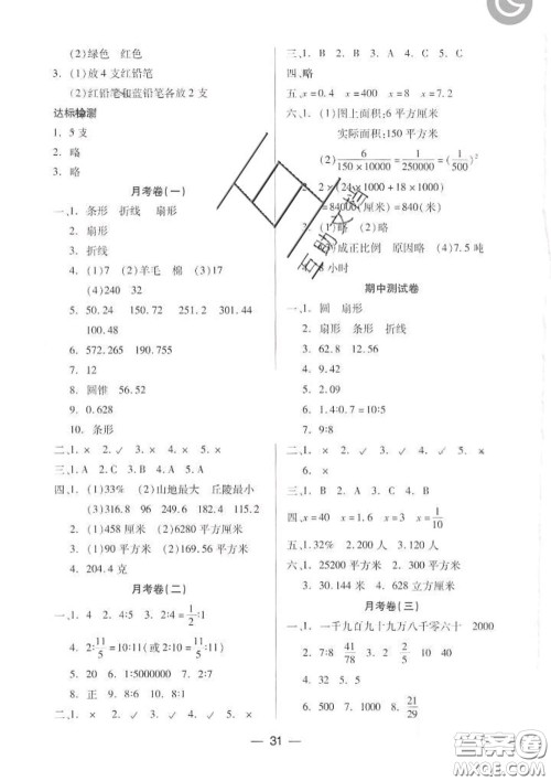 2020新版两导两练高效学案六年级数学下册人教版答案