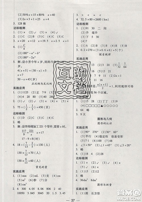 2020新版两导两练高效学案六年级数学下册北师版答案