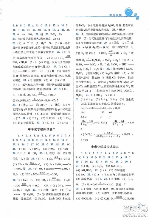 东南大学出版社2020名师点拨课课通教材全解析九年级化学下册人教版答案