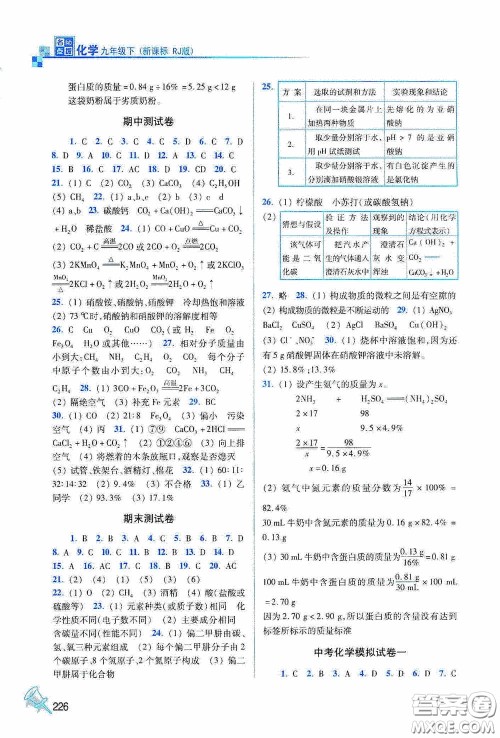 东南大学出版社2020名师点拨课课通教材全解析九年级化学下册人教版答案