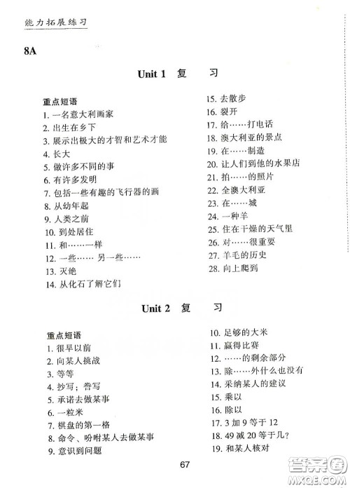 江海出版社2020能力拓展训练课堂小考卷九年级英语下册牛津英语版答案 江海出版社2020能力拓展训练课堂小考卷九年级英语下册牛津英语版答案