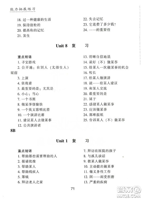 江海出版社2020能力拓展训练课堂小考卷九年级英语下册牛津英语版答案 江海出版社2020能力拓展训练课堂小考卷九年级英语下册牛津英语版答案
