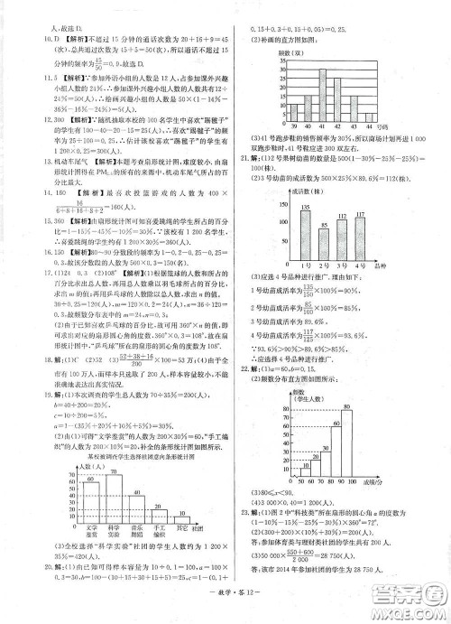 西藏人民出版社2020天利38套对接中考单元专题双测卷七年级数学下册人教版答案