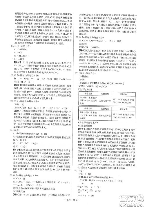 西藏人民出版社2020天利38套对接中考单元专题双测卷九年级化学下册人教版答案