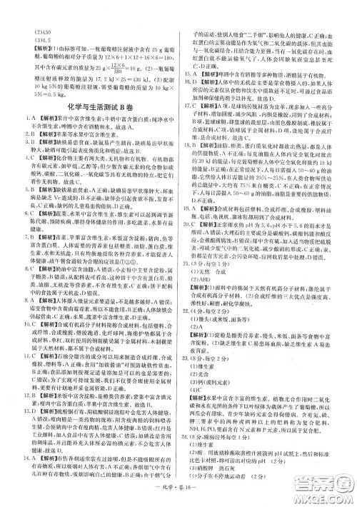 西藏人民出版社2020天利38套对接中考单元专题双测卷九年级化学下册人教版答案