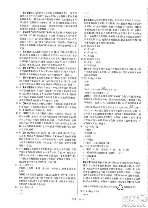 西藏人民出版社2020天利38套对接中考单元专题双测卷九年级化学下册人教版答案