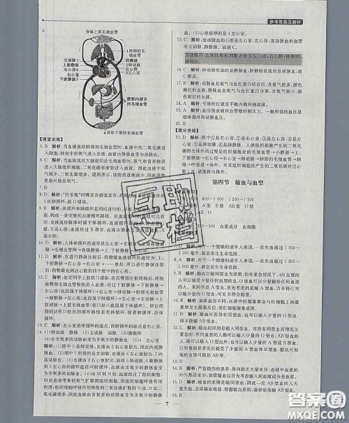 2020春提分教练优学导练测七年级生物下册人教版答案 2020春提分教练优学导练测七年级生物下册人教版答案