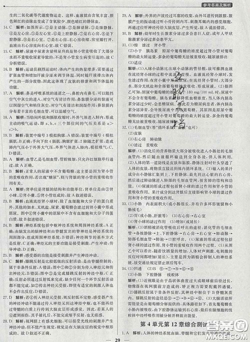 2020春提分教练优学导练测七年级生物下册北师版答案