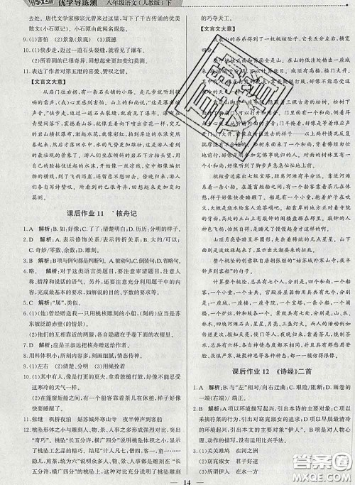 2020春提分教练优学导练测八年级语文下册人教版答案 2020春提分教练优学导练测八年级语文下册人教版答案