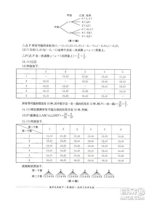 四川教育出版社2020课程标准初中单元测试数学九年级下册北师大版答案