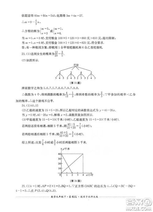 四川教育出版社2020课程标准初中单元测试数学九年级下册北师大版答案