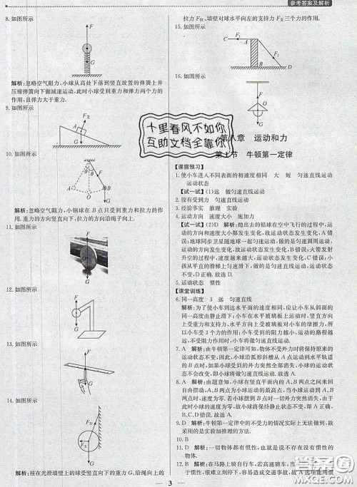 2020春提分教练优学导练测八年级物理下册人教版答案