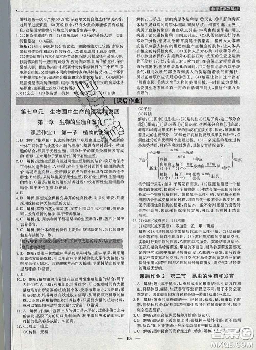 2020春提分教练优学导练测八年级生物下册人教版答案