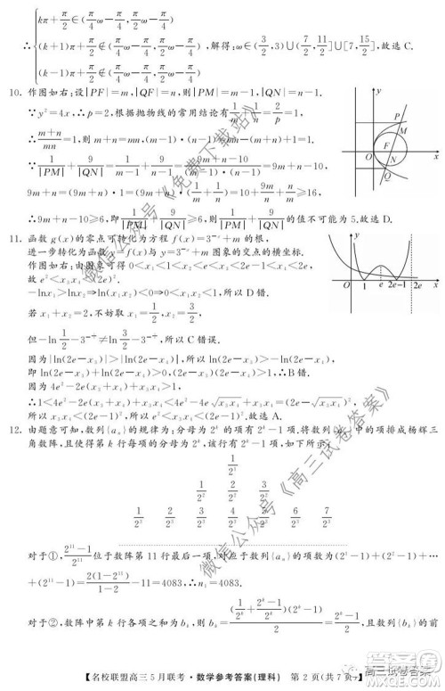 名校联盟2019-2020学年下学期高三5月联考理科数学试题及答案