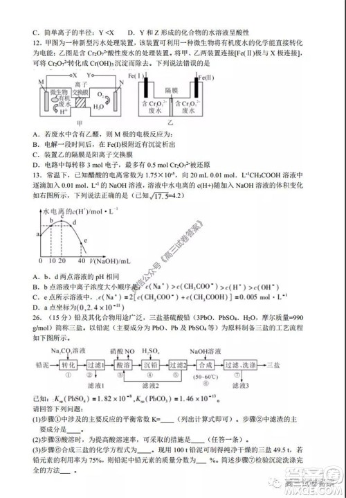 2020年5月湖北省七市教科研协作体高三联合考试理科综合试题及答案 2020年5月湖北省七市教科研协作体高三联合考试理科综合试题及答案