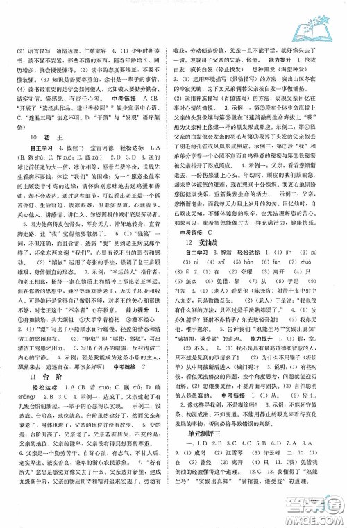 广西教育出版社2020自主学习能力测评单元测试七年级语文下册人教版答案