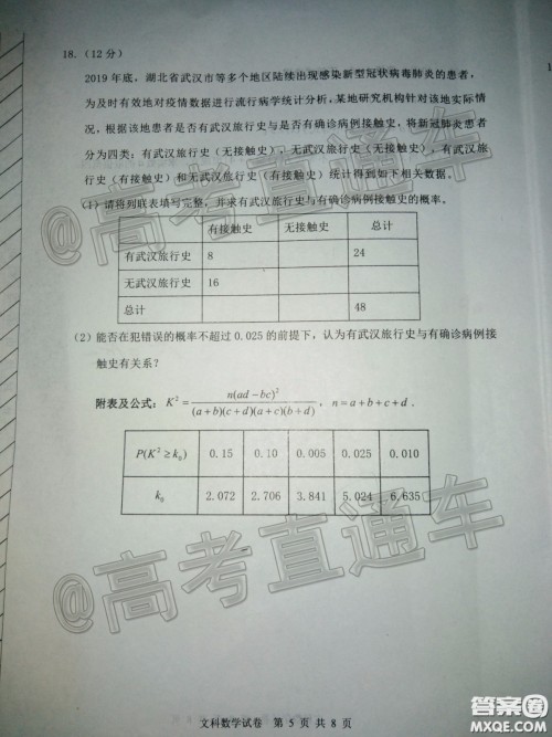 2020年赤峰市高三520模拟考试文科数学试题及答案