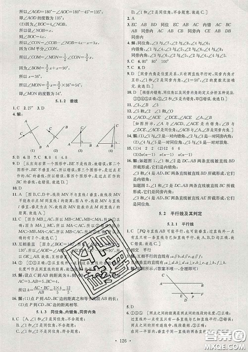 2020春思路教练同步课时作业七年级数学下册人教版答案