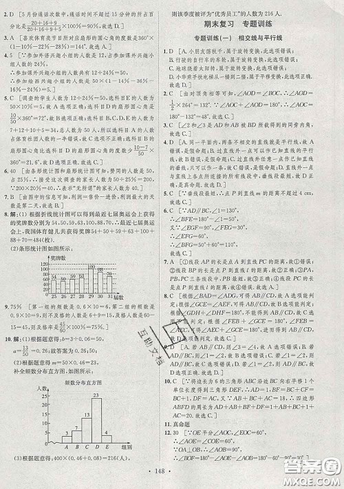 2020春思路教练同步课时作业七年级数学下册人教版答案