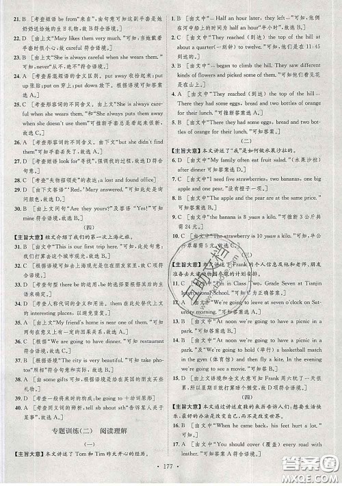 2020春思路教练同步课时作业七年级英语下册外研版答案