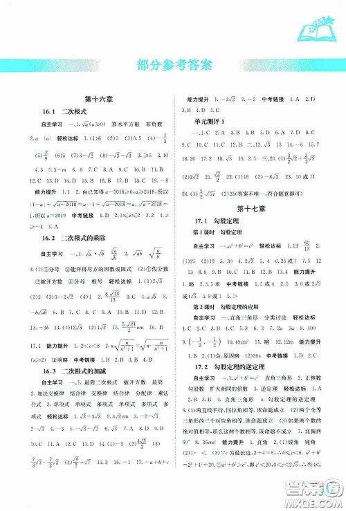 广西教育出版社2020自主学习能力测评单元测试八年级数学下册人教版答案 广西教育出版社2020自主学习能力测评单元测试八年级数学下册人教版答案
