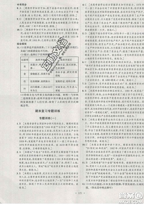 2020春思路教练同步课时作业八年级历史下册人教版答案 2020春思路教练同步课时作业八年级历史下册人教版答案