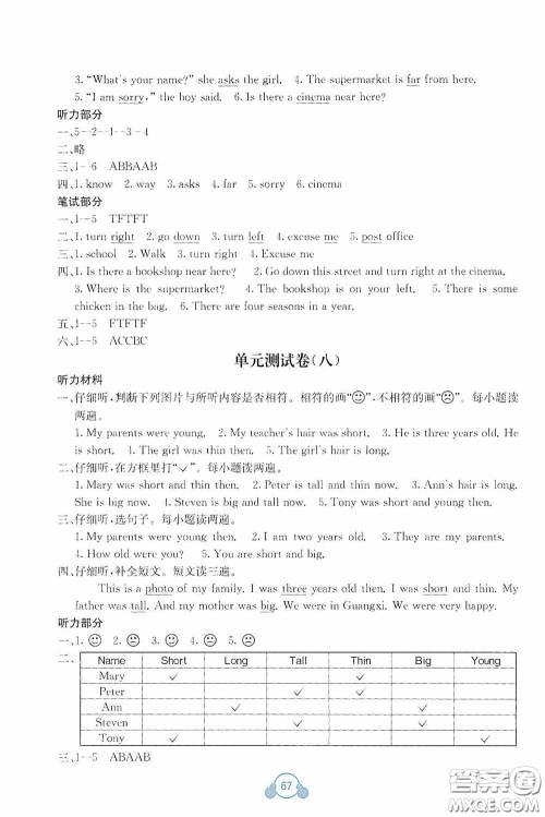 广西教育出版社2020自主学习能力测评单元测试五年级英语下册C版答案