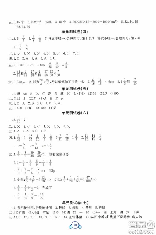 广西教育出版社2020自主学习能力测评单元测试五年级数学下册A版答案