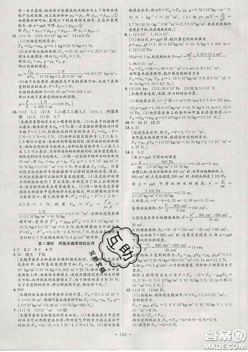 2020春思路教练同步课时作业八年级物理下册人教版答案 2020春思路教练同步课时作业八年级物理下册人教版答案