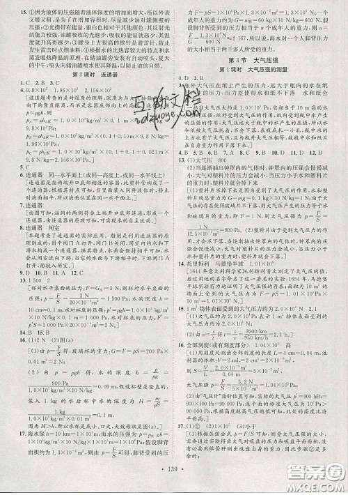 2020春思路教练同步课时作业八年级物理下册人教版答案 2020春思路教练同步课时作业八年级物理下册人教版答案