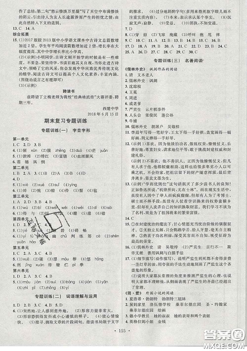 2020春思路教练同步课时作业九年级语文下册人教版答案