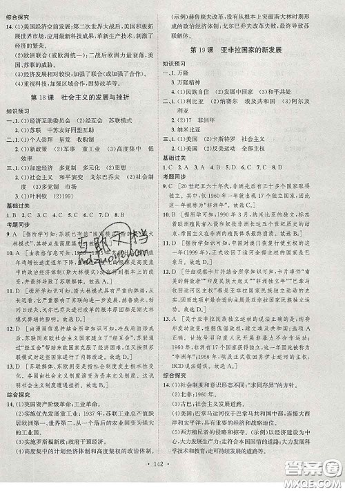 2020春思路教练同步课时作业九年级历史下册人教版答案