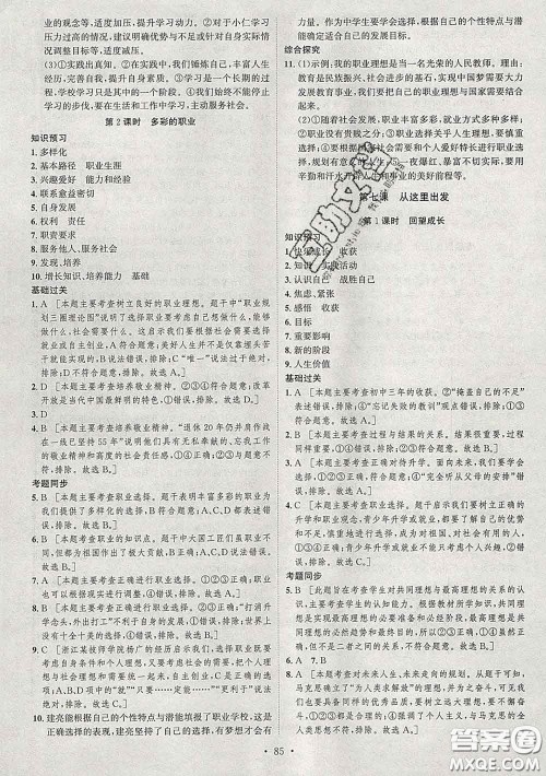 2020春思路教练同步课时作业九年级道德与法治下册人教版答案