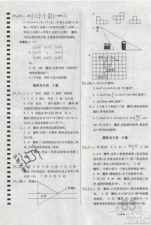 2020春新版最新AB卷小学六年级数学下册北师版参考答案