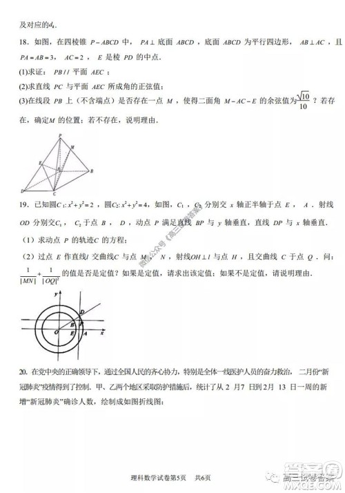 湖南师范大学附属学校2020届高三5月模拟理科数学试题及答案