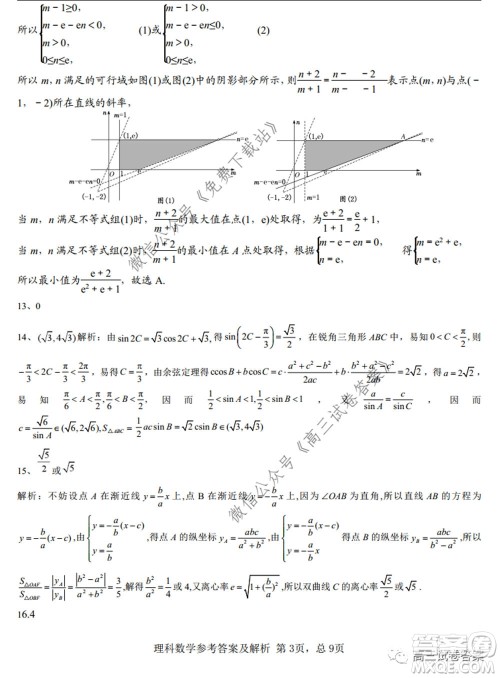 湖南师范大学附属学校2020届高三5月模拟理科数学试题及答案