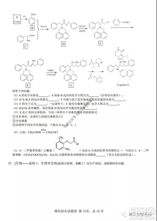 湖南师范大学附属学校2020届高三5月模拟理科综合试题及答案