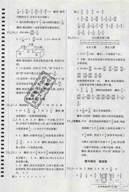 2020春新版最新AB卷小学五年级数学下册苏教版参考答案