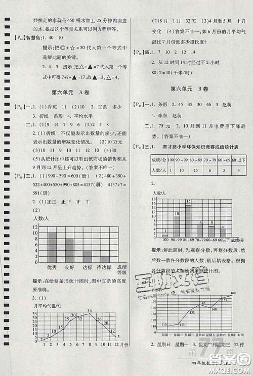 2020春新版最新AB卷小学四年级数学下册北师版参考答案
