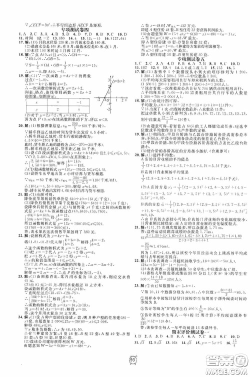 钟书金牌2020过关冲刺100分八年级数学下册人教版答案