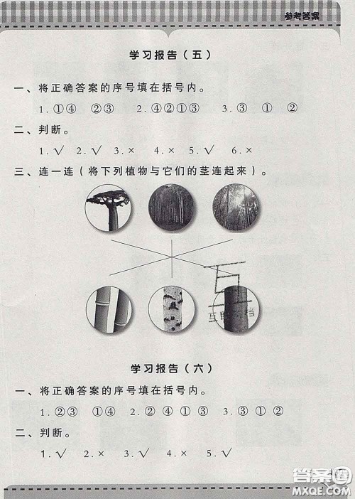 青岛出版社2020春新课堂同步学习与探究一年级科学下册答案