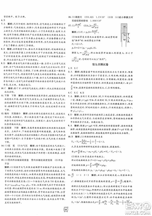 钟书金牌2020过关冲刺100分八年级物理下册人教版答案